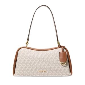Michael Kors Cecily Medium Signature Logo Shoulder Bag In Vanilla